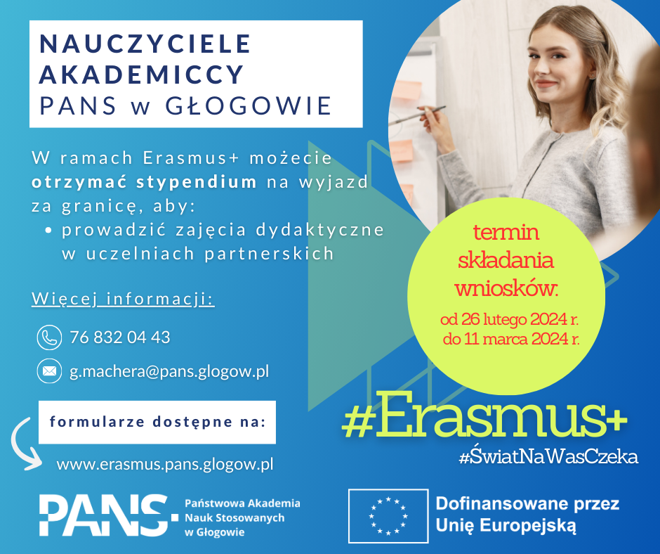 rekrutacja nauczycieli akademickich na wyjazdy w celu prowadzenia zajęć dydaktycznych za granicą w ramach Erasmus+